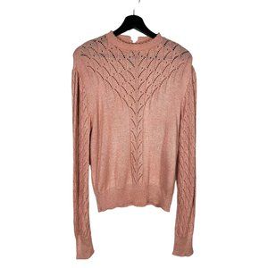 Vintage 50s Jantzen Pink Knit Long Sleeve Top Large
